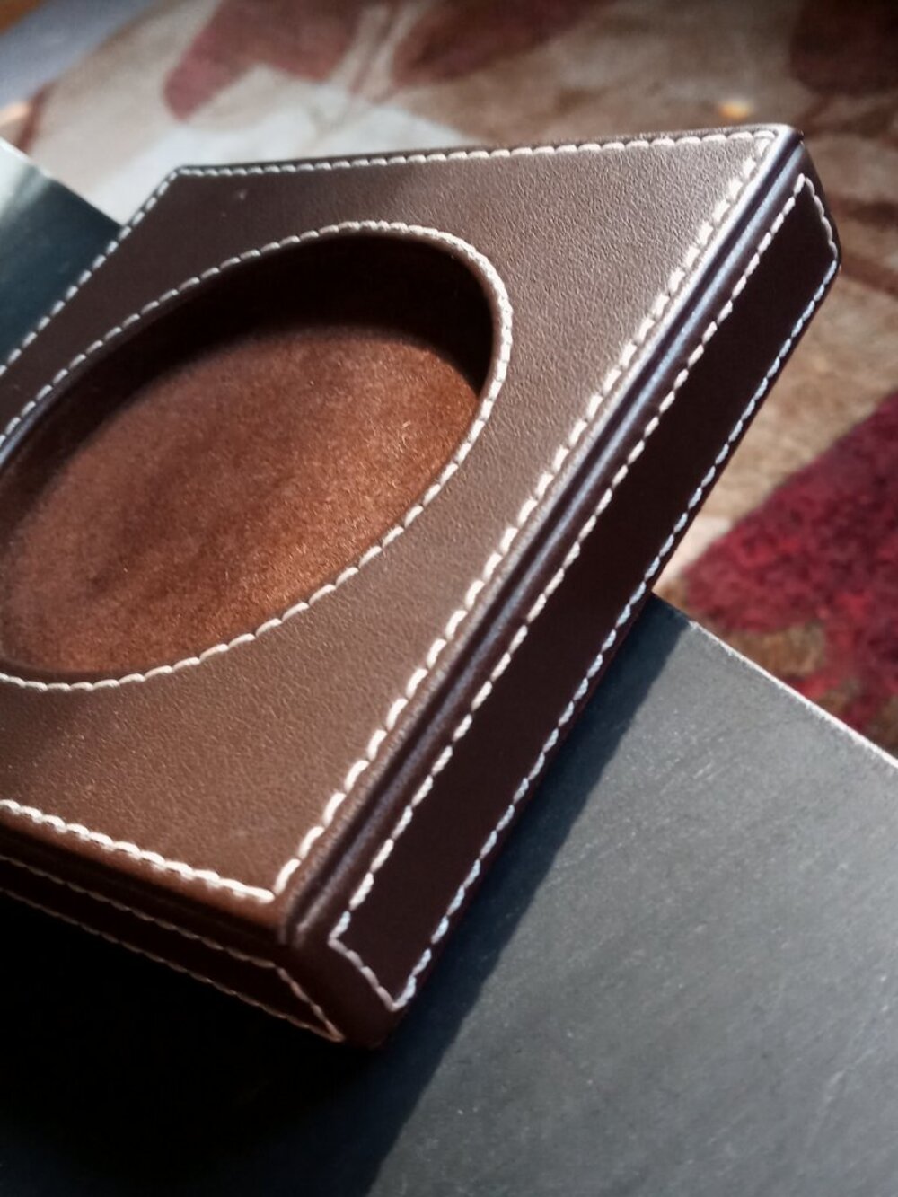 🔥Rare Henri Bendel Brown Leather Candle Holder & Luxury Desk Coaster Base🔥 - Picture 6 of 13
